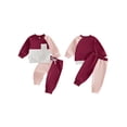 thumbnail image 2 of Loicainy Baby Toddler Girl Contrast Color Fall Outfits 6 12 18 24 Months 2T 3T Long Sleeve Pullover T shirt Elastic Pants Clothes Set, 2 of 9