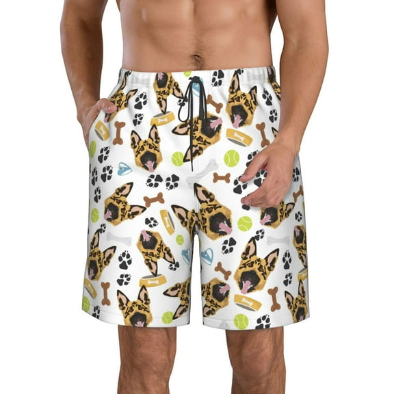 Vsdgher German Shepherd Dog Men's Beach Shorts, Surfing shorts, Swim trunks, Quick Dry Swim Trunks for Surfing Beach Fun -Small