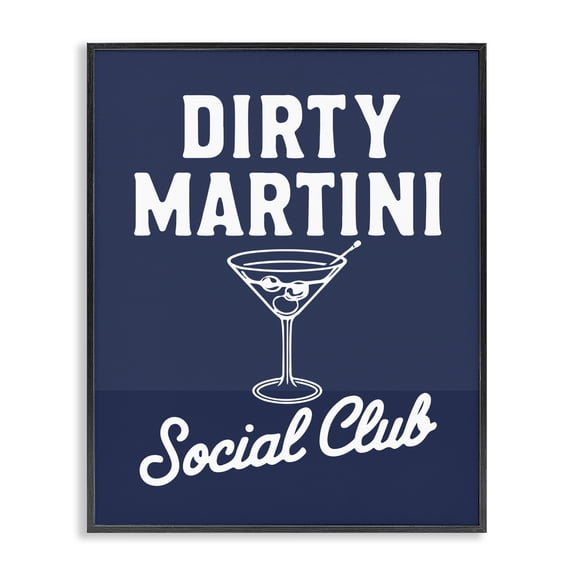 Stupell Industries Mid-Century Retro Dirty Martini Club Black Framed Giclee Art, 11 x 14, by Lettered and Lined