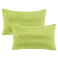 thumbnail image 4 of Fluffy Corduroy Velvet Solid Color Suqare Cusion Accent Decorative Throw Pillow for Couch, 12" x 20", Pale Green, 2 Pack, 4 of 6