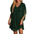 thumbnail image 1 of Robe Brillante pour Femmes Manches Chauve-Souris Robe Cocktail Robe Boîte de Nuit Pailletée Verte m, 1 of 7