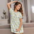 thumbnail image 3 of Balery Moon And Rabbit Camisón de manga corta con cuello redondo para mujer, cómodo y elegante., 3 of 6
