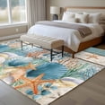 thumbnail image 4 of 5'x7' Area Rugs, Vintage Blue Coastal Indoor Outdoor Area Rug for Living Room Bedroom, Summer Beach Starfish Shell Coral Nautical Washable Bathroom Rugs Kitchen Floor Carpet Mats Home Decor Aesthetic, 4 of 8