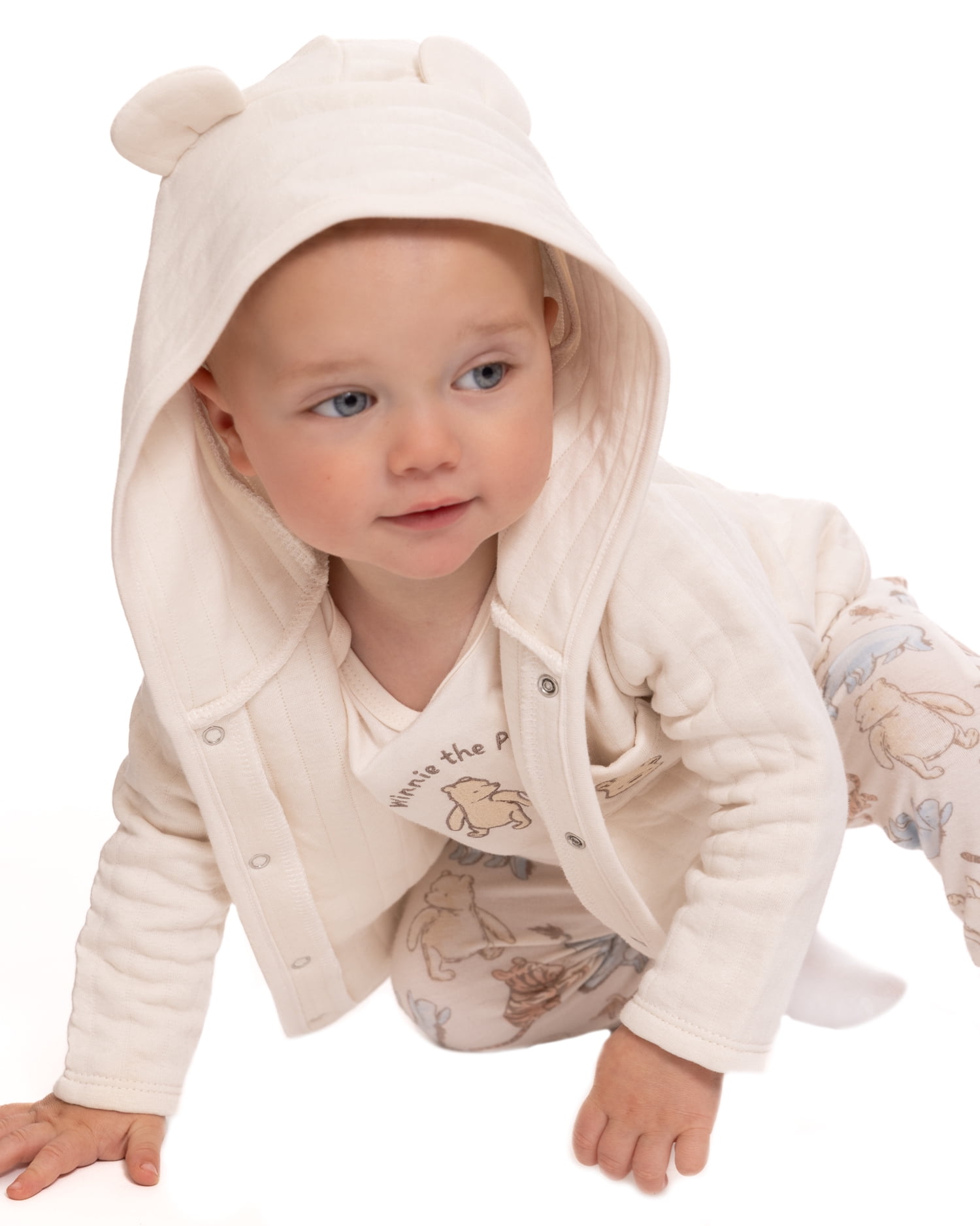 Disney Baby Wishes + Dreams Winnie the Pooh Hooded Cardigan, Bodysuit and Pants Set, 3-Piece, Sizes 0/3M-18M