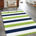 thumbnail image 2 of Grass Green Navy Blue Striped Area&nbsp;Rug 3x5ft Modern Non-Slip&nbsp;Washable Square&nbsp;Rugs Soft Felt Indoor Floor Mat for Bedroom Kitchen Living Room Bathroom, 2 of 9