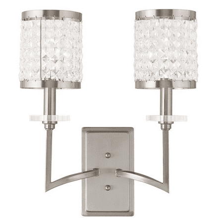 

Wall Sconces 2 Light With Clear Crystals Brushed Nickel size 18 in 120 Watts - World of Crystal