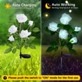 thumbnail image 4 of SHIKAN Solar Outdoor Lights Waterproof, Solar Garden Flower Stake Lights for Patio Decor, Floral Pathway Lights for Lawn Backyard Walkway Yard, Outdoor Landscaping Rose Light, 2 Pack White, 4 of 7