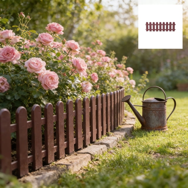 Mini Garden Fence Plastic Lawn Edging Border Fence Interlocking Yard Divider Easy Setup Durable Flower Bed Pathway Decorative Fence for Garden Patio Landscaping Outdoor Use Home Decor