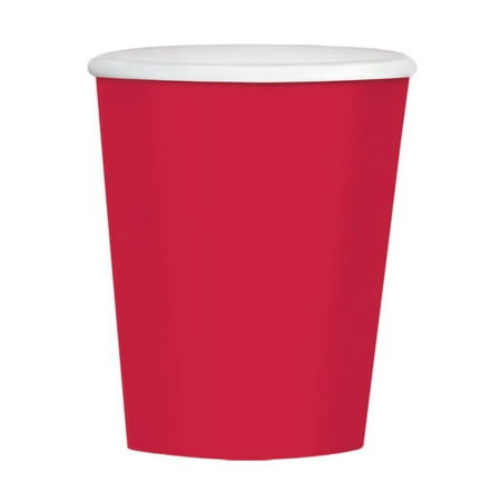Amscan Hot/Cold Paper Cups, 12 Oz, Apple Red, Pack Of 40 Cups