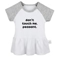 thumbnail image 1 of Don't Touch Me Peasant Funny Dresses For Baby, Newborn Babies Skirts, Infant Princess Dress, 0-24M Kids Graphic Clothes (Gray Raglan Dresses, 0-6 Months), 1 of 4