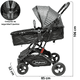 thumbnail image 5 of Carriola para Bebé con Portabebé Travel System Reversible Convertible a Bambineto Ruedas de Goma con Freno Plegable Cinturón de 5 Puntos - Gris, 5 of 8