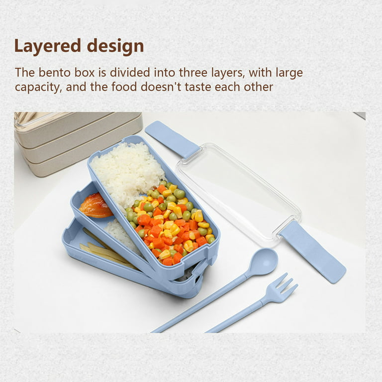 3-Layer Stackable Bento Box Japanese Lunch Box Kit with Spoon & Fork | Pink