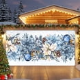 thumbnail image 2 of Fsddascl 6 x 13 Ft Christmas Garage Door Cover, Blue Poinsettia Christmas Large Garage Door Banner, Xmas Botanical Balls Snowflake Hanging Garage Mural Background for Indoor Outdoor Party Supplies, 2 of 9