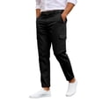 thumbnail image 6 of Tisuna Casual Pants For Mens Solid Color Zipper Button Straight Leg Trousers Breathable Fashion Male Work Street Pants Black Size Xxxl, 6 of 8