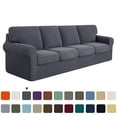 thumbnail image 1 of Ensemble de Housses de Canapé 2024 7 Pcs Housse de Canapé Extensible Coussin de Dossier (Canapé Vin), 1 of 6