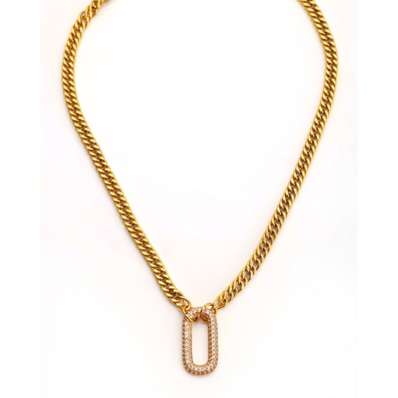 Oval Shape Studded Chain Necklace