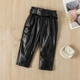 thumbnail image 6 of WOLLED Toddler Baby Spring Fall Leather Pants Set for Girls Long Sleeve Polka Dot Mesh Tops+ PU Leather Pants with Belt 1-6Y, 6 of 11