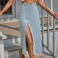 thumbnail image 2 of JIKNTTR Women's Skirts Trendy Jean Skirts For Women Irregular Split Denim High Waisted Skirt Casual & Trendy Skirts, 2 of 9