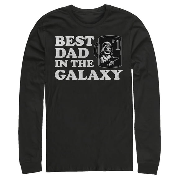 Men's Star Wars Darth Vader Best Dad in the Galaxy Mug  Long Sleeve Shirt Black 2X Large