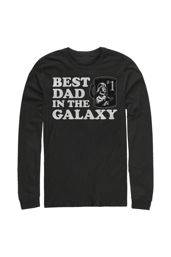 Men's Star Wars Darth Vader Best Dad in the Galaxy Mug  Long Sleeve Shirt Black X Large