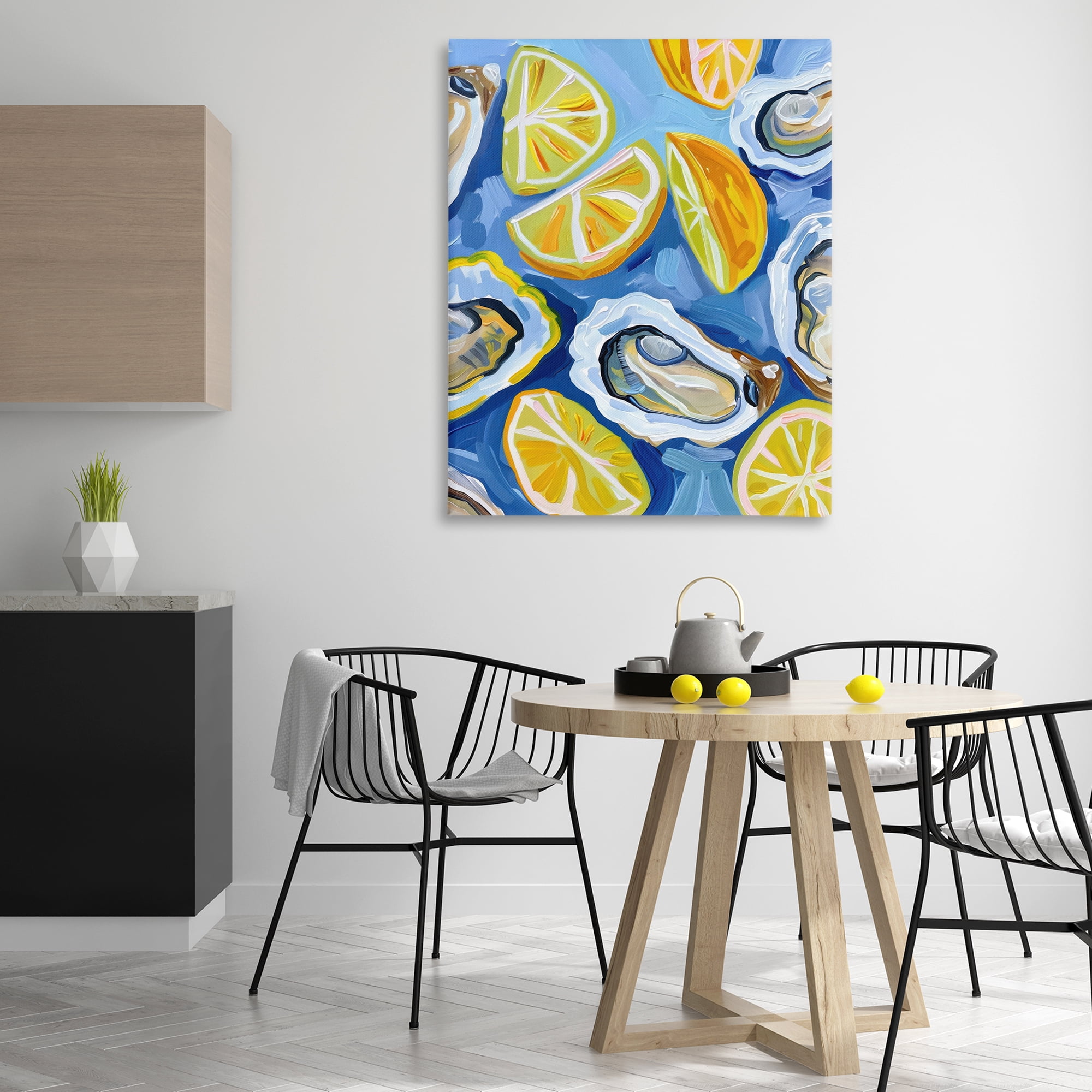 Stupell Industries Lemon & Oyster Pattern Food & Beverage Painting Wrapped Canvas Art Print Wall Art, 36 x 48