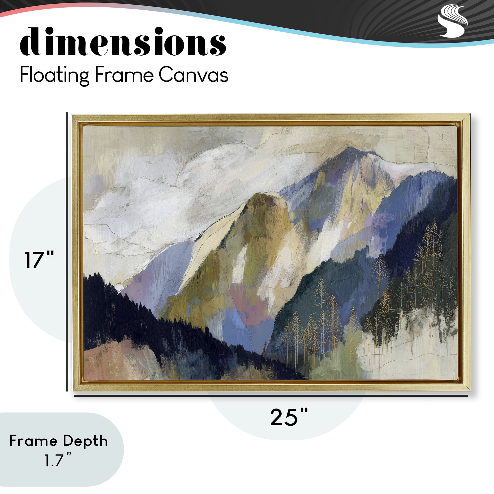 Stupell Industries Mountain Forest Landscape Gold Framed Floater Canvas Wall Art, design by Chromatic Storm Studio