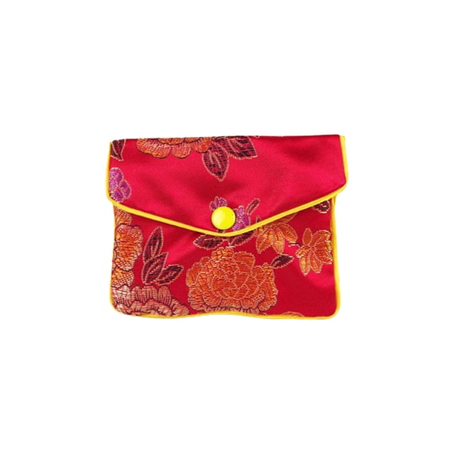 Monedero de seda, bolsa de satén rojo, pequeño bolso de baratija, bolsillo de brocado de estilo chino multiusos, regalos de dulces de boda para Almacenamiento y organización del hogar Type1 rojo Ounissouiy HA075510-02