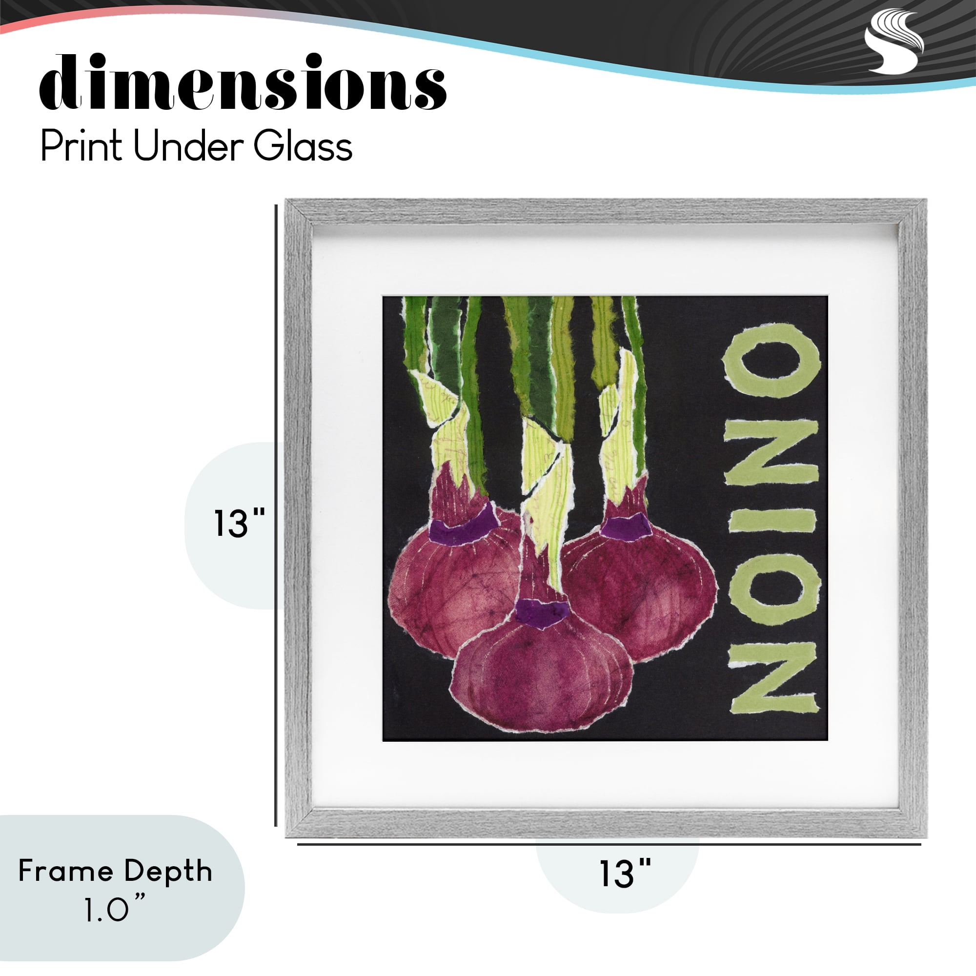 Stupell Industries Collaged Garden Onion Gray Framed Print Under Glass, design by Nancy Overton