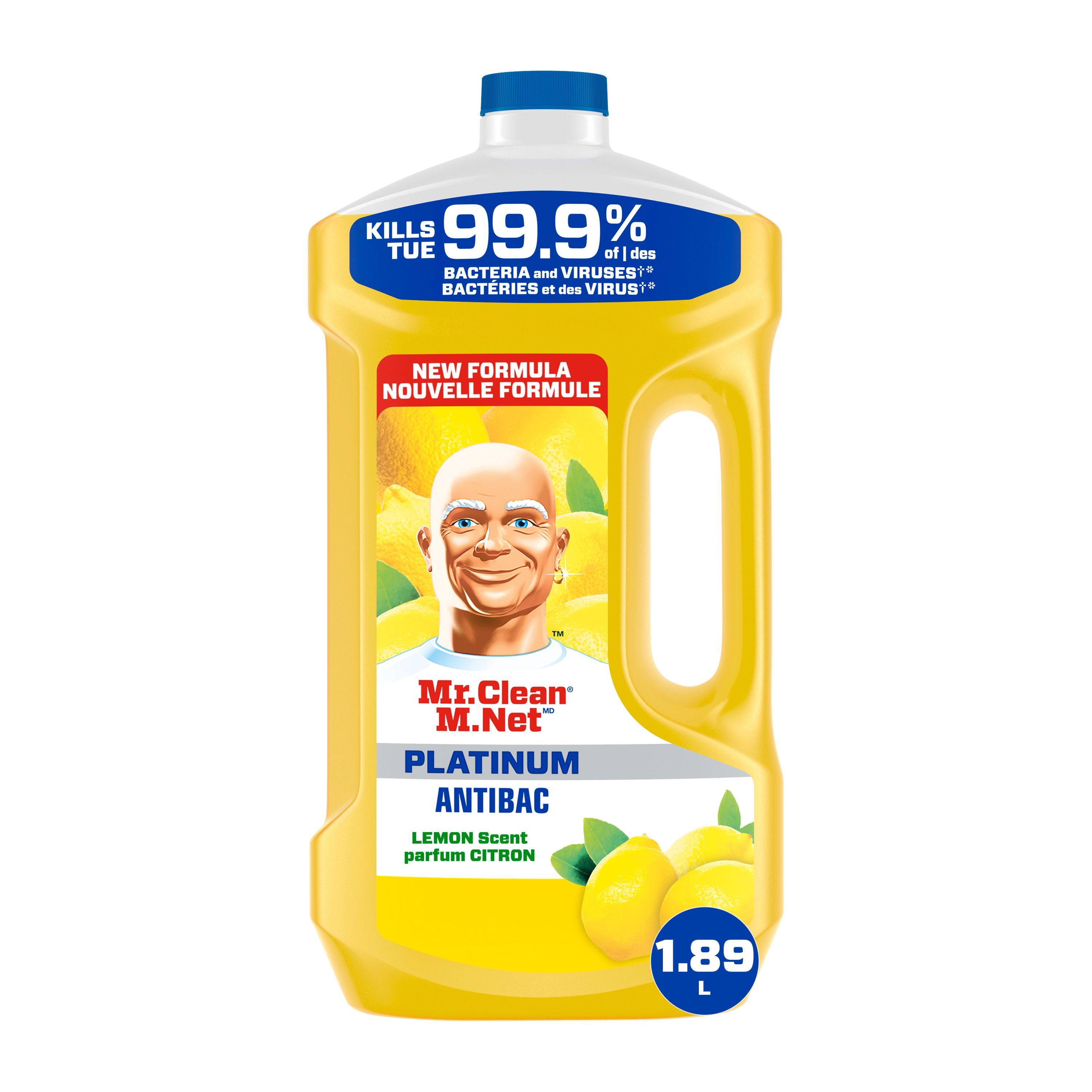 Mr. Clean Antibacterial All Purpose Cleaner, Floor Cleaner, Mop Soap, Cleaning Liquid, Lemon, 1.89L