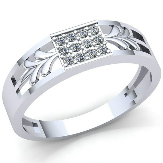 Genuine 0.33ct Round Cut Diamond Mens Cluster Personalized Anniversary Wedding Band Solid 10K Rose, White or Yellow Gold H SI2