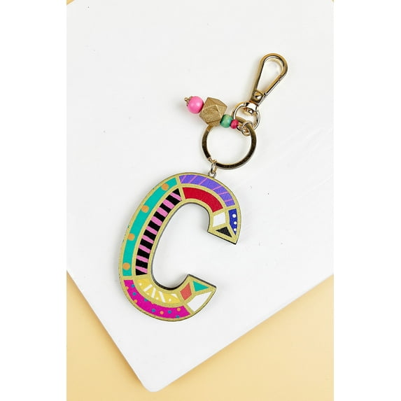 2.75" LETTER SHAPED WOOD ALPHABET KEYCHAIN LETTER KEYCHAIN
