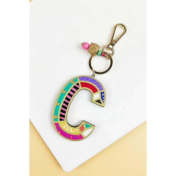 2.75" LETTER SHAPED WOOD ALPHABET KEYCHAIN LETTER KEYCHAIN