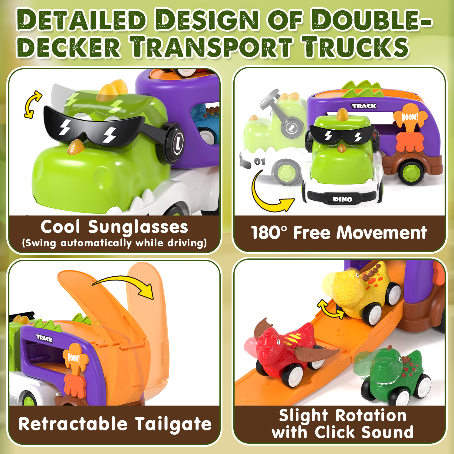 KWANITHINK 5-in-1 Dinosaur Carrier Truck Toy Set photo 4