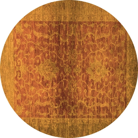 Ahgly Company Indoor Round Abstract Orange Modern Area Rugs, 8' Round
