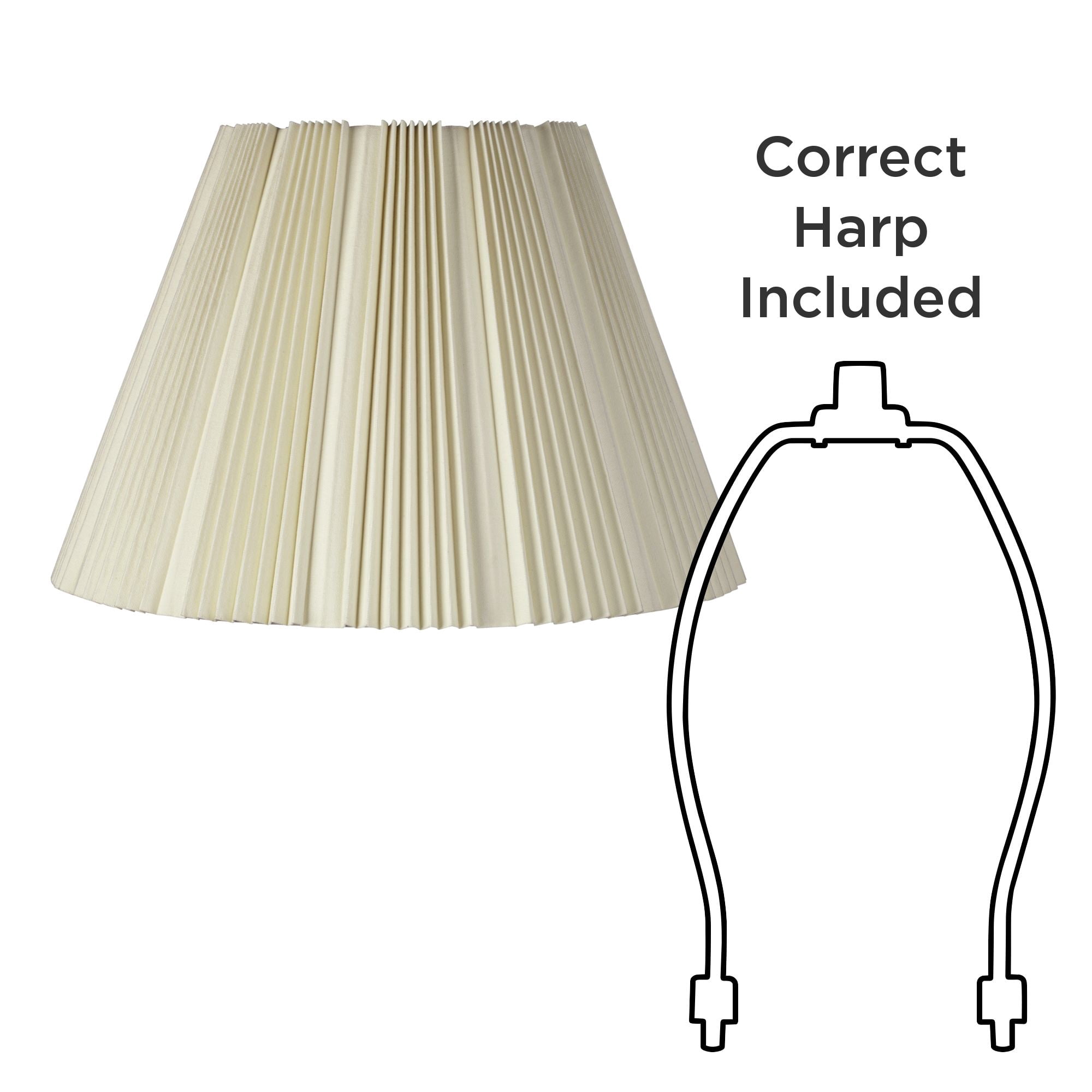 Springcrest Eggshell Pleated Extra Large Lamp Shade 10" Top x 19" Bottom x 12 1/4" High (Spider) Replacement with Harp and Finial