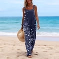 thumbnail image 4 of JULMCOMO Jumpsuits for Women Floral Print Wide Leg Casual Bib Overalls Square Neck Loose Fit Beach Summer Jumpsuits with Pockets Navy XL, 4 of 5