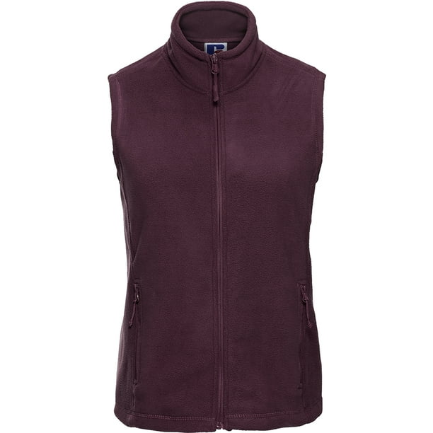 Russell Europe - Chaleco polar de exterior con cremallera larga para mujer (Vino)