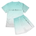 thumbnail image 5 of Boys Outfits Boys Girls Gradient City Letter Mesh Short Sleeve Tee and Shorts Set Boys' Clothing Sets Mint Green 11-12 Years, 5 of 5