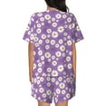 thumbnail image 3 of Naloa Daisies Flowers Women's Short-Sleeved Pajama Set, Loungewear, Summer pajamas, Breathable Cozy - Small, 3 of 9