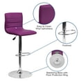 thumbnail image 6 of BizChair 2 Pack Modern Purple Vinyl Adjustable Bar Stool with Back, Counter Height Swivel Stool with Chrome Pedestal Base, 6 of 14