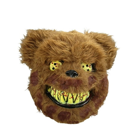 Brown Crazed Teddy Bear Animal Scary Evil Mask Halloween Adult Costume Accessory