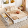 thumbnail image 1 of Costway Full Size Wooden Platform Bed with 2 Rolling Storage Drawers Wood Slat Support White, 1 of 10