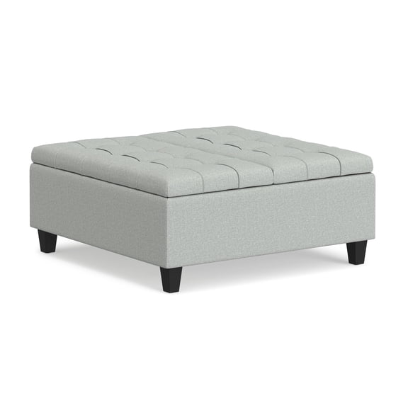 Simpli Home Harrison 36W Square Split Lift Top Storage Ottoman