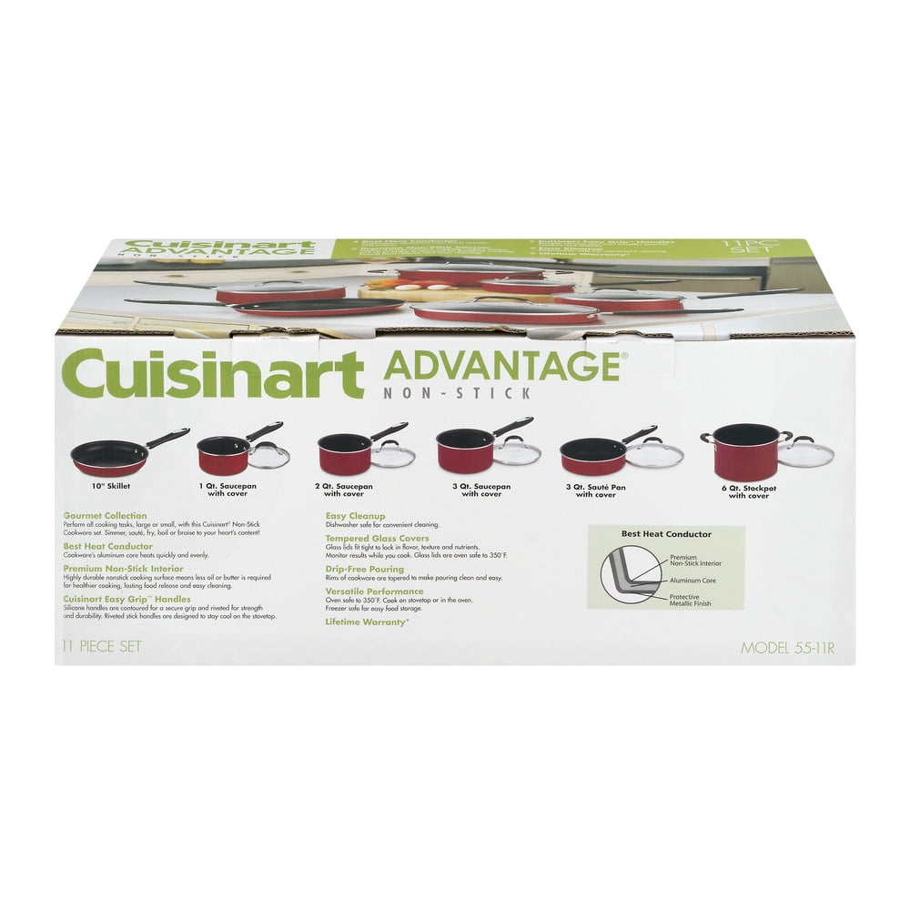 Cuisinart Advantage 11-Piece Nonstick Hard Aluminum Cookware Set, Red