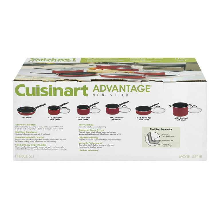 Cuisinart 55-11R 11-Piece Set Advantage Nonstick Cookware, Red
