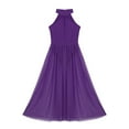 thumbnail image 3 of Kaerm Kids Girls Lyrical Dance Costume Sleeveless Long Mesh Overlay Skirts Gymnastics Leotard Dress Purple 10, 3 of 7