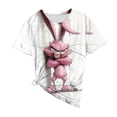 thumbnail image 4 of HOMBOM T-Shirts for Women Easter Graphic Tees Short Sleeve Pink Summer Bunny Print Crew Neck Ladies Tops, 4 of 5
