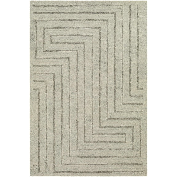 BoutiqueRugs Queenton Contemporary Area Rug - Light Gray, Charcoal - 18" x 18" Sample