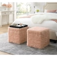 thumbnail image 1 of Inspired Home Allen Pouf en Fausse Fourrure avec Espace de Rangement, Plateau de Service en Forme de Cube, Dessus, Blush, 1 of 8