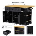 thumbnail image 2 of 53" Kitchen Island On Wheels, Rolling Kitchen Island Cart with Drop Leaf & Power Outlet, Barn Door Kitchen Island Table with Storage Cabinet and Tower Rack for Kitchen, Dining Room, Black, 2 of 8